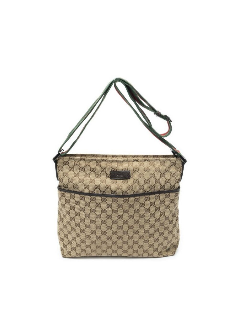 Gucci Large Web Messenger Bag Brown Beige GG Canvas